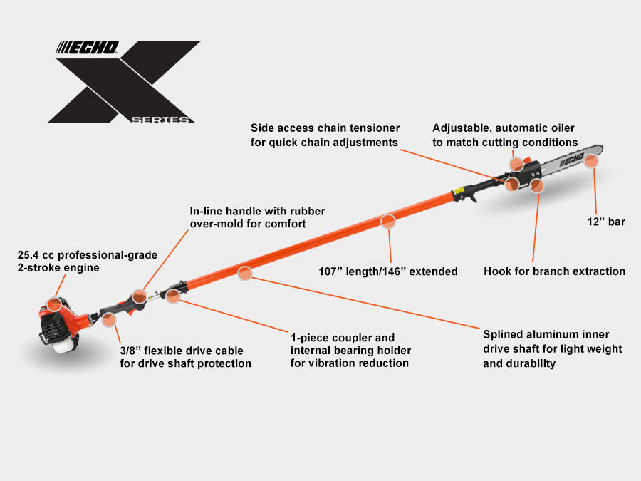 Echo PPT-2620H Power Pruner (Pole Saw) Telescoping Shaft